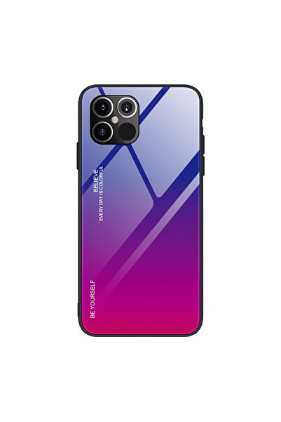 OEM Glass Case Apple iPhone 12 Pro Max Μπλε / Ματζέντα