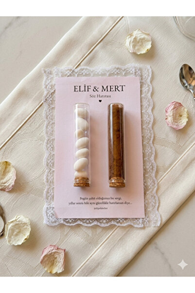 DipOL Butik Kişiye Özel Söz, Nişan ve Düğün Hatırası - İkili Cam Tüp Şeker ve...