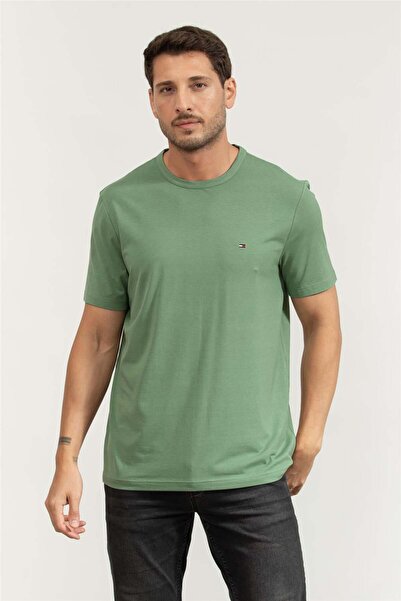 Tommy Hilfiger Erkek Bisiklet Yaka T-Shirt Yeşil