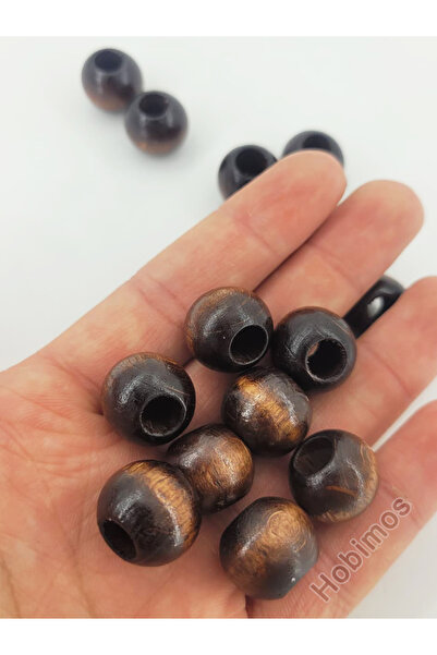 Hobimos 10 Adet 16 mm Kahverengi Ahşap Tahta Boncuk