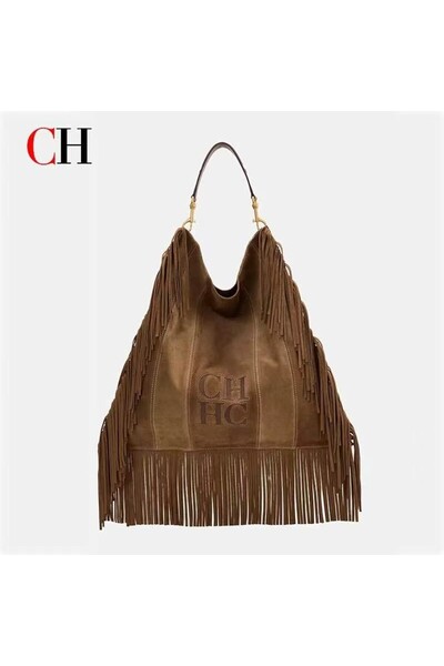 Carolina Herrera CHCH New Vintage Tassel Shoulder Bag for Women Large Capacit...