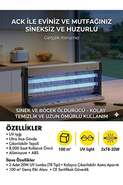 ACK SİNEK CİHAZI HAŞERE ÖLDÜRÜCÜ ELECTRIC INSECT KILLER AG45-04000 100m2