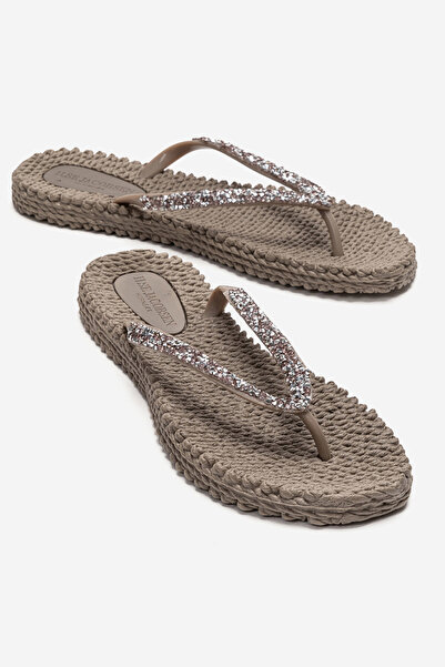 Ataköy Ayakkabı Kadın Parmak Arası Taş Detaylı Eva Tabanlı Düz Flip Flop Terl...