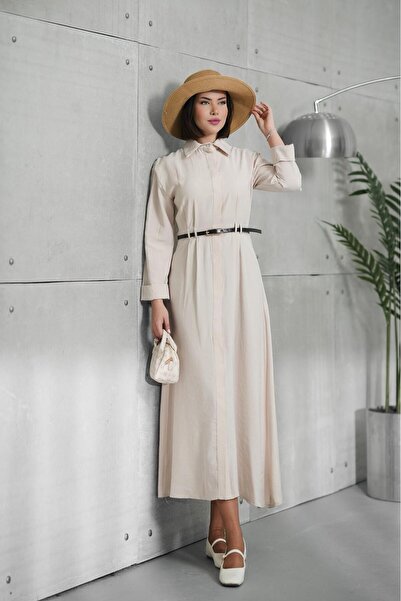 Generic Brand Leather Belted Modal Dress