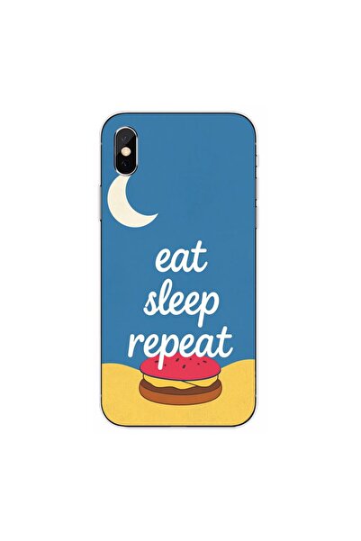 OEM Husa compatibila cu Apple iPhone XS Max Silicon Gel Tpu Model Eat Sleep R...
