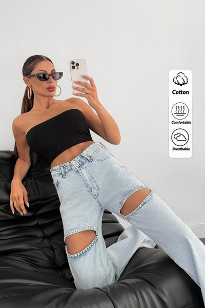 XRAY JEANS Women's Low-Cut Ice Blue Palazzo Jeans