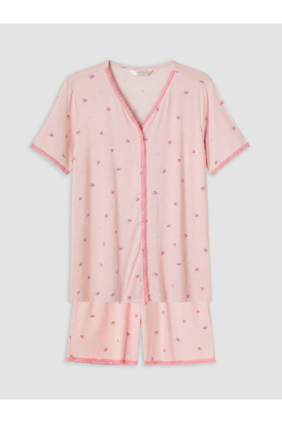 LC Waikiki V Neck Maternity Shorts Pyjamas Set