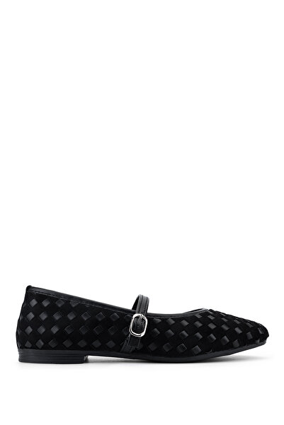 Tamer Tanca Women's Faux Leather Black Ballerina Shoes
