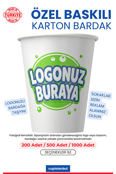 cupistanbul 7 Oz (200 ml) Özel Baskılı Karton Bardak - Logonuza Özel Üretim