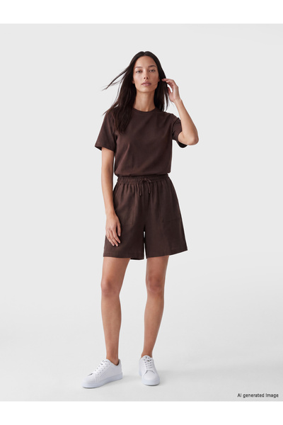 LC Waikiki Elastic Waist Linen-Look Women's Shorts