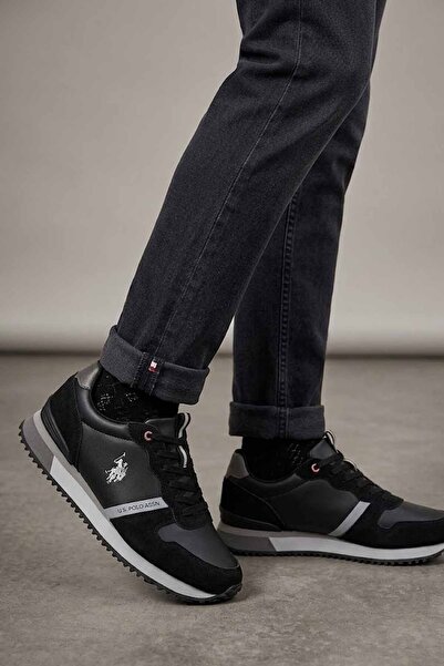 U.S. Polo Assn. حذاء رياضي أسود للرجال - أحذية رياضية كاجوال يومية