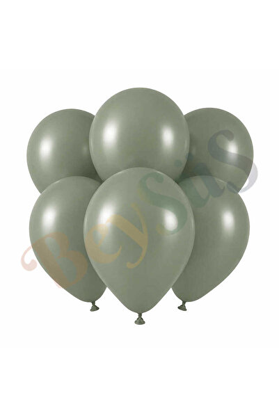 BeySüS Sage Green Color Latex Retro Balloon (30 cm) - 6 Pieces