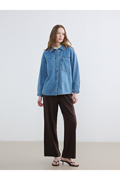 LC Waikiki Shirt Collar Women's Jean Jacket
