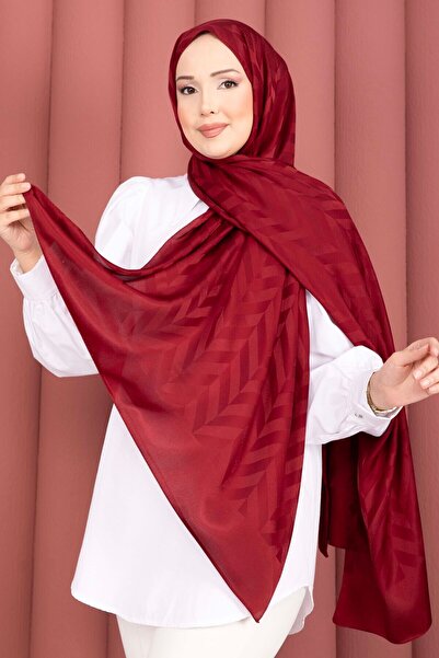 EBRUTESETTÜR سلسلة شالات الجاكار بنمط متعرج باللون العنابي