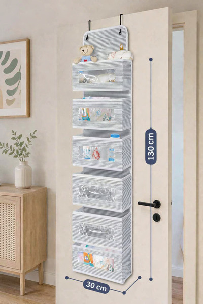 Ferzin 6 Katlı Kapı Arkası Düzenleyici Organizer – Çok Amaçlı Asılabilir Depolama Çantası – Oyuncak, Kozmetik, Banyo ve Bebek Ürünleri İçin