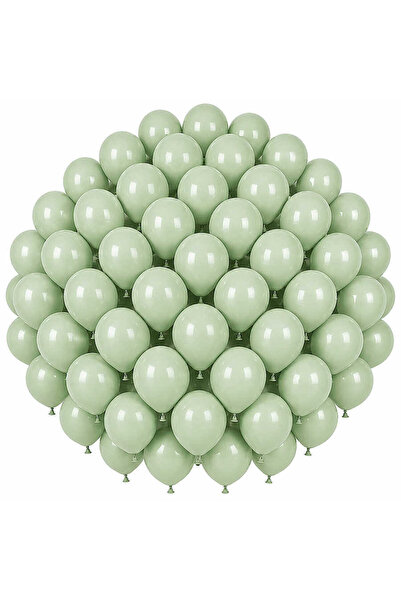 BeySüS Green Color Latex Macaron Balloon (30 cm) - 50 Pieces