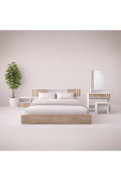 Danube Home Kentorp 160X200 Queen Bed+1 Nightstand+Dresser/Mirror & Stool| Co...