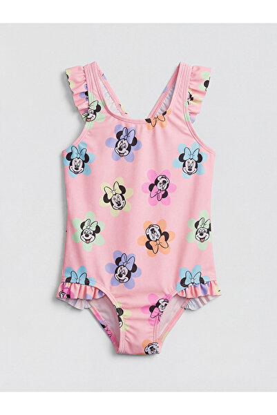 LC Waikiki Pembe UV Korumalı Minnie Mouse Baskılı Kız Çocuk Mayo