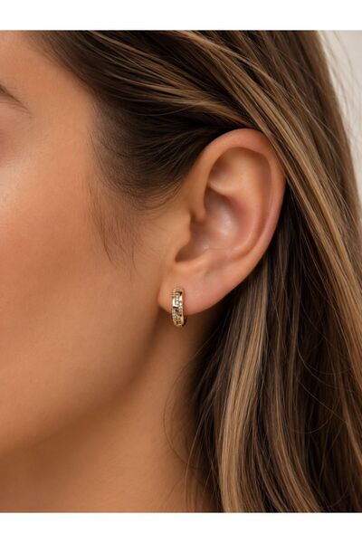 XUPING JEWELRY 14K Kuyumcu Model Zirkon Taşlı Xupıng Halka Çelik Küpe
