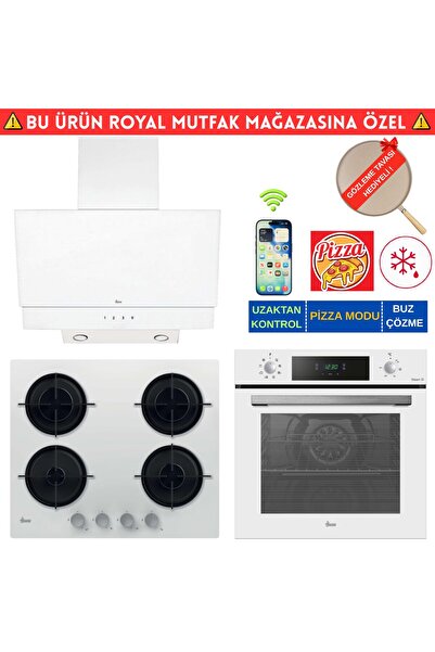 Hoover FIOREN Telefon Bağlantılı Beyaz Cam Dijital Turbo Ankastre Set (HO3158...