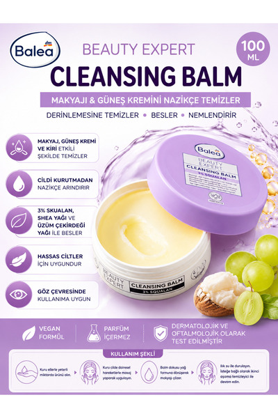 BALEA Beauty Expert Yüz Temizleme Balmı 100 ml | Makyaj ve Güneş Kremi Temizl...