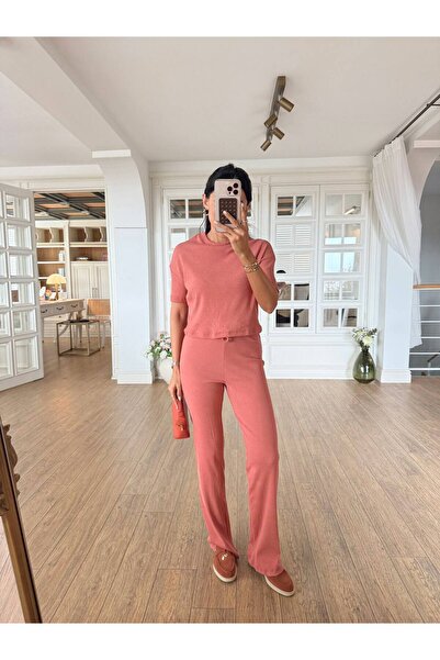 STYLE STOP Women's Short Sleeve Top and Bottom Summer Waffle Set