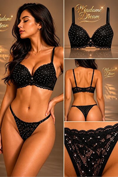 MADAME DREAM DESTEKLİ BALENLİ DOLGULU İÇ ÇAMAŞIR TAKIMI SÜTYEN TAKIMI KİLOT T...