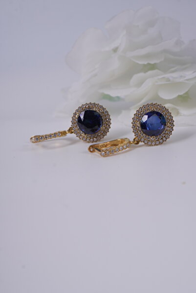 Aksesuaring 9mm Labgrown Safir & Zirkon Taşlı Gümüş Küpe