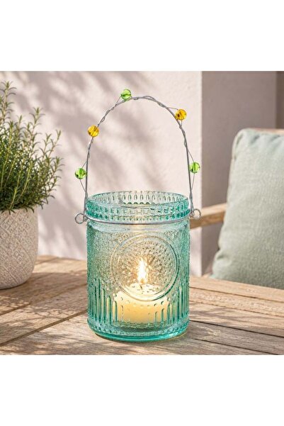 OEM Felinar Decorativ din Sticlă cu Mâner Verde, Lumină Ambientală pentru Ter...