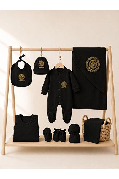 Baby day Luxury 7Pcs Agenar Logo Black and Gold Newborn Baby Care Set