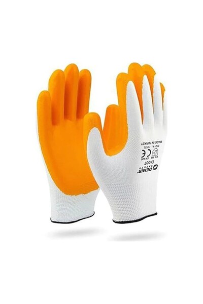 Demir Nitril 007 Iş Eldiveni No:10 XL 12 Adet Sarı Beyaz