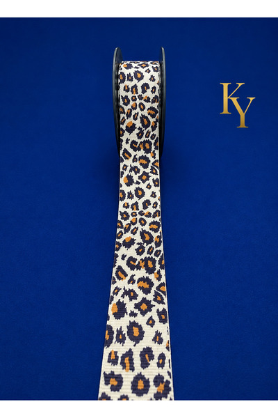 KAYA ARNİCA TEKSTİL Leopard Patterned Velvet Ribbon 4 cm - 3 Meters