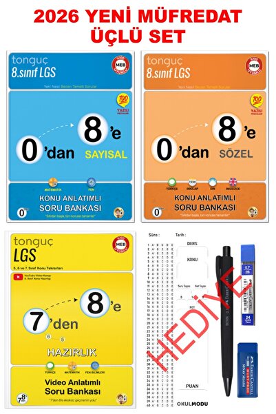 Tonguç Yayınları 7'den 8'e Hazırlık Seti (3 Kitap 976 Sayfa) + Hediyeli