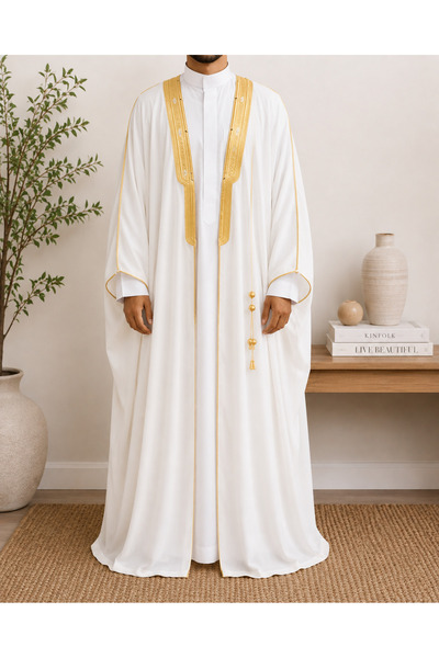 MORRISSA Men’s Bisht – Off-White Color, Elegant Design, Comfortable Material ...