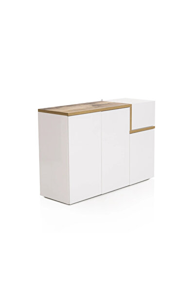 Midas Furniture خزانة أحذية خشبية 120×40×80 سم باللون الأبيض