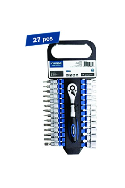 Hyundai Set of 27 ratchet keys with sockets + 1/4 bits, HY-59634