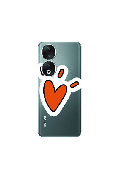 Other Honor 90 5G Red heart Transparent Silicone TPU Θήκη