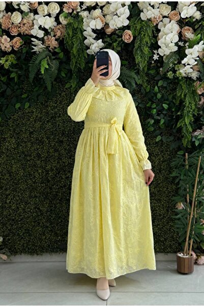 Moda Fatma pamuk keten dijital astarlı Elbise