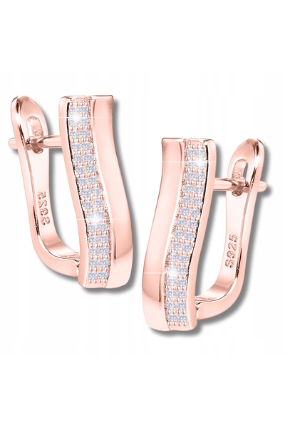 Larezo Cercei Din Argint 925 Placati Cu Aur Roz 18K, Model Dreptunghiular Cu ...