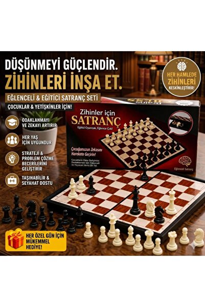 e-life Yüksek Kalite Katlanır Manyetik Satranç Takımı Seyahat ve Okul İçin Sa...