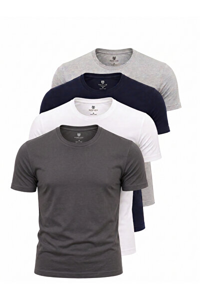 Piano Luce Erkek 4'lü Paket Premium Casual Tişört Seti - %50 Pamuk Spor ve Gü...