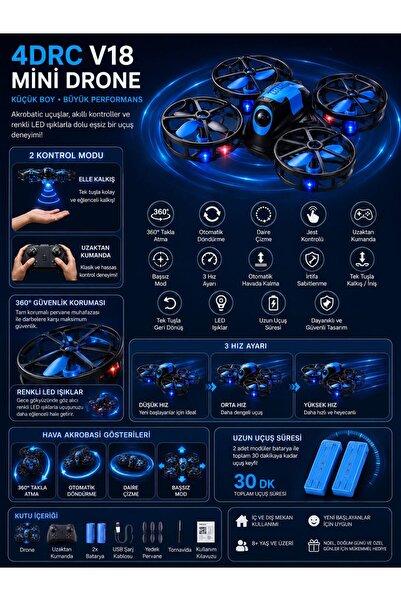 BYCEGU Oyuncak Mini Drone Takla Atabilen Led Işıklı Drone