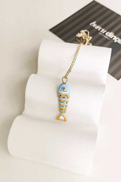 Burcu Dinçer Accessories Kadın 14K Altın Kaplama Balık Figürlü Hareketli Kuyr...