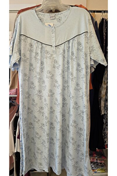 NENA COLLECTION Nena Pamuklu Göğüsten robalı Kısa Kol Gecelik