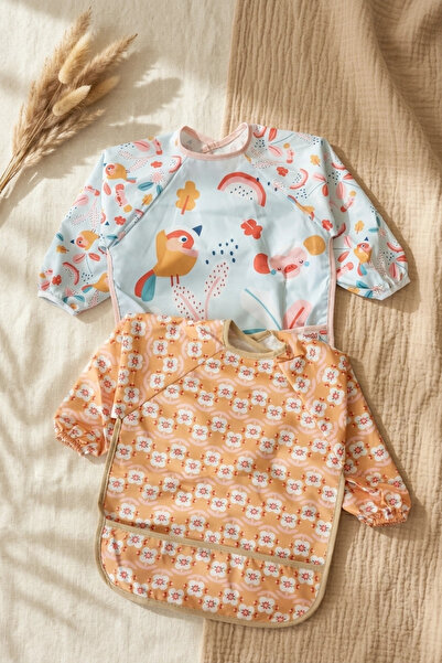Babydonat مريلة أطفال بأكمام مكونة من قطعتين بتصميم عسل النحل