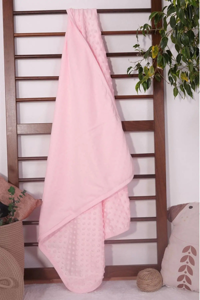 BUUDE Pembe Nohutlu Welsoft Kumaştan Bebek Battaniyesi