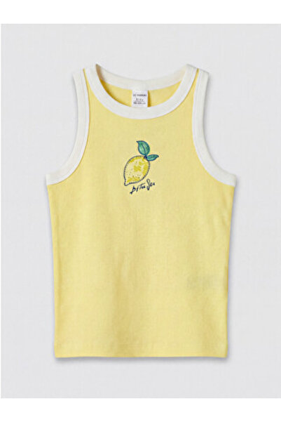 LC Waikiki New Season Yellow Crew Neck Printed Girls' Athlete Top