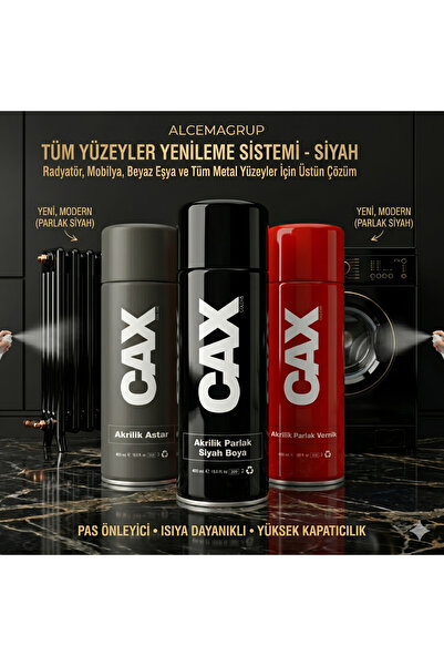 caxcolors CAX Tüm Yüzeyler Yenileme Seti 3'lü - Akrilik Boya Sprey + Akrilik ...