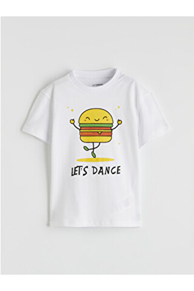 LC Waikiki New Season White Crew Neck Printed Boys' T-Shirt
