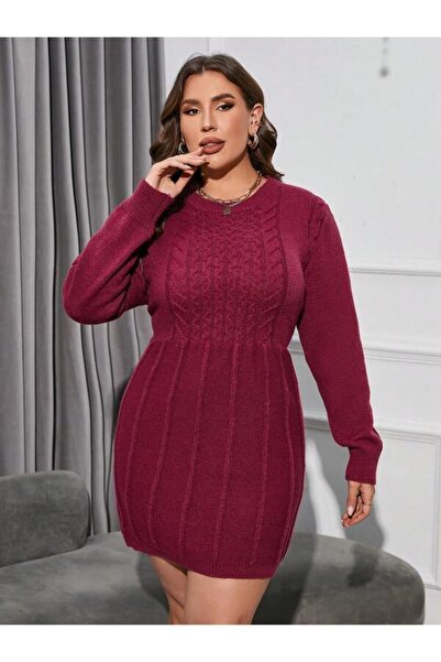 Iuliashop Rochie scurtă tricotată Kristal roz închis - Mărimi mari - 44